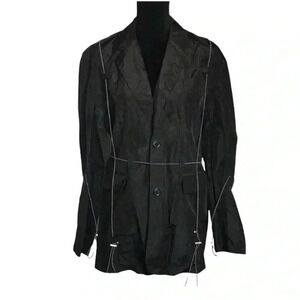 ASOS Collusion Women's Button Down Nylon Jacket in Black Drawstrings Sz 4